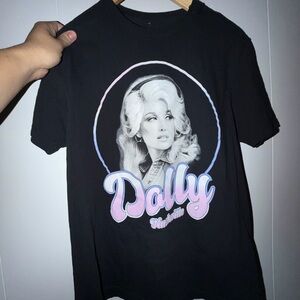Black Graphic Tee with Dolly Print